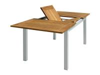 Foto tavolo allungabile 150/210 x 90 struttura alluminio color bianco piano in legno di teak