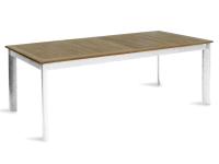 Foto tavolo allungabile in alluminio avorio con piano in teak 220/320 x 100