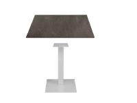 Foto tavolo rovigo con base ghisa bianca opaco + piano hpl antracite per arredo giardino esterno ed interno stile moderno industrial