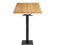 Foto tavoli alti per arredo pinserie bar ristoranti aperitivo con basamento ghisa nero e piano rovere nodato