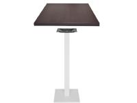 Foto tavoli alti andria per arredo bar ristorante con base ghisa bianco opaco e piano tavolo wengè