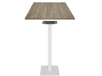 Foto tavoli alti arezzo per arredo birrerie bar ristoranti con basamenti centrali colore bianco opaco e piano rovere anticato vintage