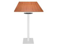 Foto tavoli alti pesaro per arredamento ristorante bar con base ghisa bianco opaco e piano ciliegio