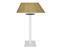 Foto tavoli alti lecce per arredo ristorante bar con base ghisa colore bianco e piano faggio naturale stile industrial