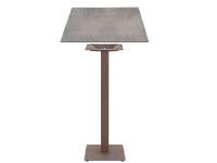 Foto tavoli alti brindisi per arredo pub bar ristorante con basamento centrale ghisa bronzo e piano hpl stratificato cemento