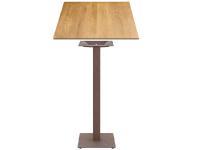 Foto tavoli alti fiumicino arredi trattorie bar pub con base ghisa color bronzo e piano rovere nodato stile industial moderno