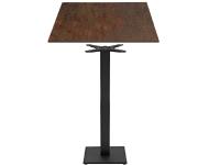 Foto tavoli alti pozzuoli arredo bar ristorante con basamento in ghisa nera e piano hpl stratificato bronzo stile industrial