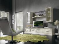 Foto composizione soggiorno per arredi in stile moderno contemporaneo in legno di frassino