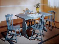 Foto soggiorno taverna cucina in legno massello di pino in color azzurro per arredamenti rustici country moderni in legno