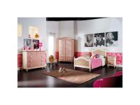 Foto camera da letto in legno di abete in stile rustico country shabby chic arredo abitazioni hotel alberghi agriturismo color rosa