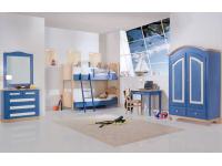 Foto composizione camera in legno di abete stile rustico color blu letto a castello