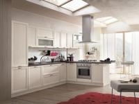 Foto cucina in legno massello di pino moderna color bianco con anta liscia