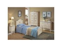 Foto camera da letto singola in legno in stile laccato decorato classico color bianco filo azzurro