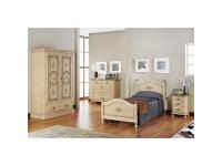 Foto camera da letto singola in legno color avorio decorato filo azzurro antico per arredamenti classici