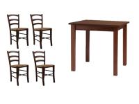 Foto set tavolo + 4 sedie venezia impagliate color noce per bar ristorante