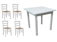 Foto set tavolo + 4 sedie impagliate per ristorante color bianco anilina