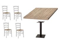 Foto set tavoli basamento ghisa + piano rovere antico e sedie bianche bar shabby