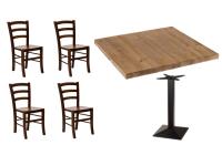 Foto set catania bar ristorante pub tavoli base ghisa e piano legno + sedie paesana seduta legno