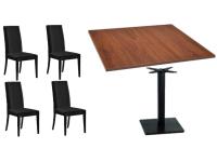 Foto set padova arredo bar ristorante tavoli basi ghisa nera piano noce + 4 sedie imbottite ecopelle nero moderne