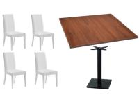 Foto set caserta arredo bar ristorante pub tavoli basi ghisa nera e piani noce + 4 sedie moderne ecopelle imbottite