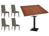 Foto set tavolo + 4 sedie ecopelle tortora per arredamento bar ristorante