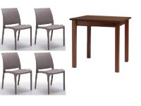 Foto set lecco arredamento bar ristorante pizzerie tavoli 4 gambe quadre color noce con sedie polipropilene impilabili