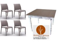 Foto set rimini arredamento bar ristorante piadineria tavoli vintage 4 gambe + sedie polipropilene tortora impilabili