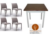 Foto set ragusa arredi bar ristorante pub tavolo shabby vintage gambe quadre e sedie polipropilene impilabili tortora