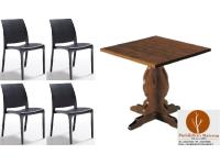 Foto set sassari arredamenti bar ristorante birreria tavoli rustici legno con sedie polipropilene nere impilabili