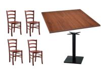 Foto set verona arredo ristorante bar pizzerie tavolo con base in ghisa e piano noce + sedie paesana seduta legno