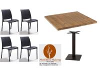 Foto set teramo arredamenti bar ristorante osteria tavoli base ghisa centrale con piano legno e sedie polipropilene tortora nero