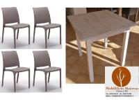 Foto set pistoia arredamento bar ristorante birreria tavoli 4 gambe shabby vintage con sedie polipropilene impilabili tortora