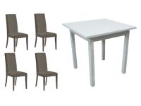 Foto set varese arredo bar ristorante tavoli color bianco + 4 sedie moderne ecopelle color tortora