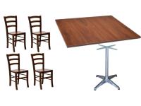 Foto set vicenza arredamento bar ristorante birrerie tavolo con base in alluminio e piano noce + 4 sedie paesana seduta legno