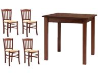 Foto set tavoli legno color noce e 4 sedie classiche seduta paglia ristorante bar