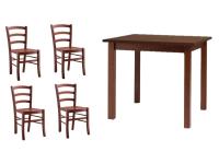 Foto set cosenza tavoli 4 gambe 80x80 + sedie seduta legno color noce arredo bar ristorante