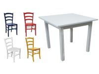 Foto set tavolo 4 gambe color bianco e sedie colorate anilina seduta legno bar ristorante