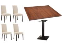 Foto set foggia tavoli base ghisa e piano noce + 4 sedie imbottite ecopelle arredo bar ristorante pizzerie