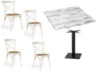 Foto set pavia arredo ristorante bar pinserie sedie croce shabby chic e tavoli con basamento centrale e piano vintage