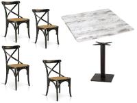 Foto set trento arredamento bar ristorante pub tavoli base centrale e piano shabby + 4 sedie nero consumato vintage