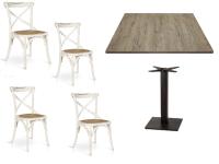 Foto set udine per bar ristorante osterie tavolo basamento ghisa e piano rovere vintage + 4 sedie cross legno shabby chic