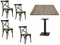 Foto set bolzano arredamento pizzerie bar ristorante tavoli base centrale piano rovere shabby + 4 sedie cross nere vintage