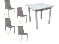 Foto set frosinone per arredo bar ristorante pizzerie tavoli bianchi + 4 sedie moderne ecopelle