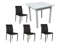 Foto set ancona per bar ristorante osterie tavolo 4 gambe bianco + 4 sedie moderne imbottite ecopelle nero