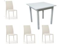 Foto set completo sedie e tavolo per ristorante stile moderno contemporaneo color bianco