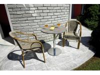 Foto set imperia arredamento bar ristorante caffetteria tavoli con base ghisa piano werzalit + sedie alluminio per esterno giardino