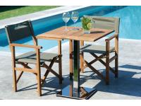 Foto set ascoli piceno arredamento bar ristorante rosticceria tavoli base acciaio e piano teak con sedie pieghevoli esterno hotel