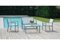 Foto salottino relax caffè con struttura in ferro e textilene rigato grigio e bianco