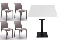 Foto set siracusa arredo bar ristorante sedie polipropilene impilabili tortora e tavolo con base centrale ghisa nera con piano hpl