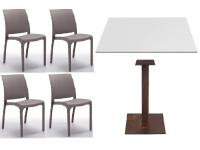 Foto set chieti arredo bar ristorante pizzerie tavoli con base ghisa piano hpl + 4 sedie impilabili polipropilene uso interno esterno